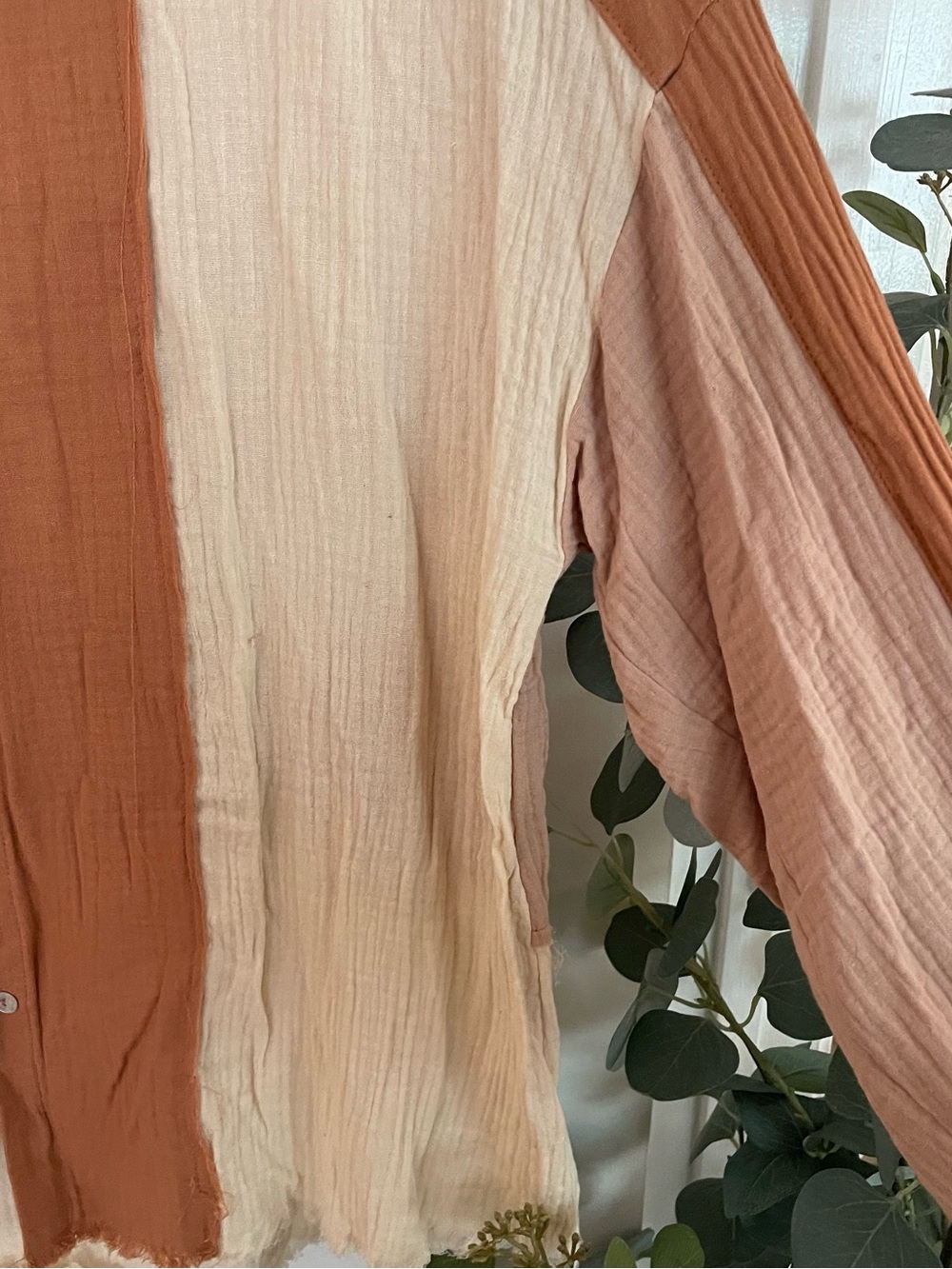 Colorblock Button-Down Shirt - Rust & Cream - Picture 2 of 3